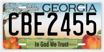 GA license plate CBE2455