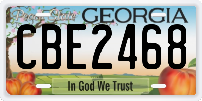 GA license plate CBE2468