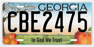 GA license plate CBE2475