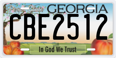 GA license plate CBE2512