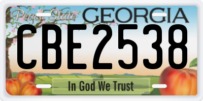 GA license plate CBE2538