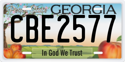 GA license plate CBE2577