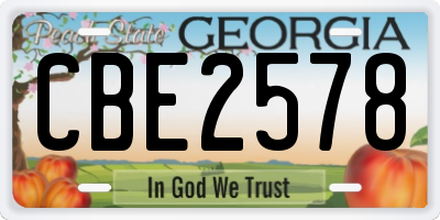 GA license plate CBE2578