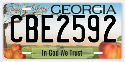 GA license plate CBE2592
