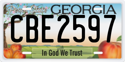 GA license plate CBE2597