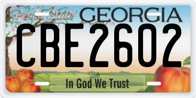 GA license plate CBE2602