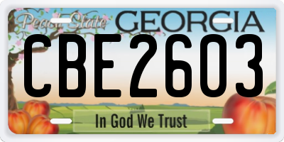GA license plate CBE2603