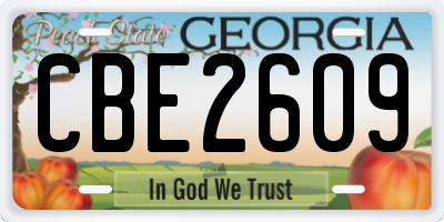 GA license plate CBE2609