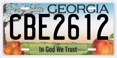 GA license plate CBE2612