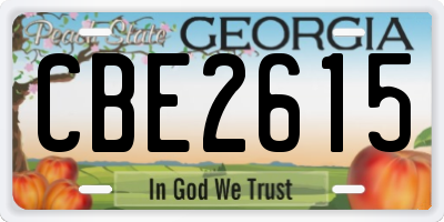 GA license plate CBE2615