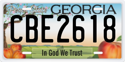 GA license plate CBE2618