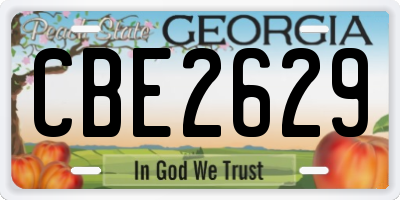 GA license plate CBE2629