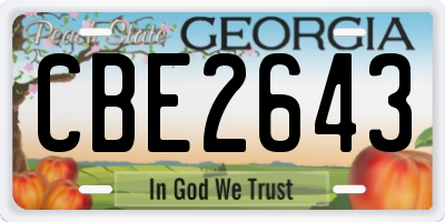 GA license plate CBE2643