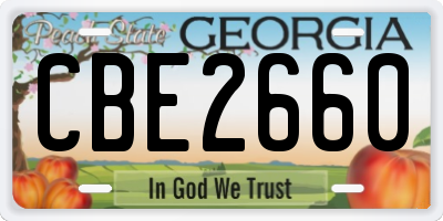 GA license plate CBE2660