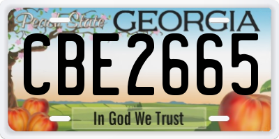 GA license plate CBE2665