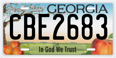 GA license plate CBE2683