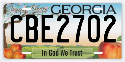 GA license plate CBE2702