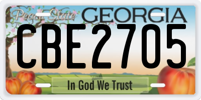 GA license plate CBE2705