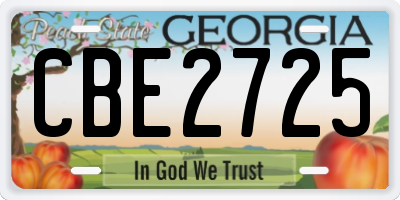 GA license plate CBE2725