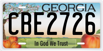 GA license plate CBE2726