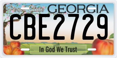 GA license plate CBE2729