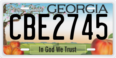 GA license plate CBE2745