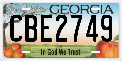 GA license plate CBE2749