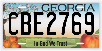 GA license plate CBE2769