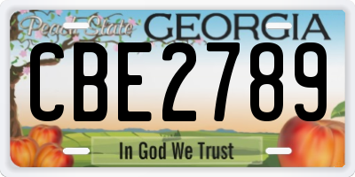 GA license plate CBE2789