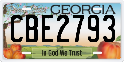 GA license plate CBE2793