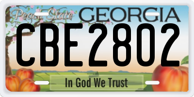 GA license plate CBE2802