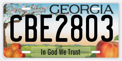 GA license plate CBE2803