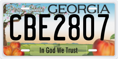GA license plate CBE2807