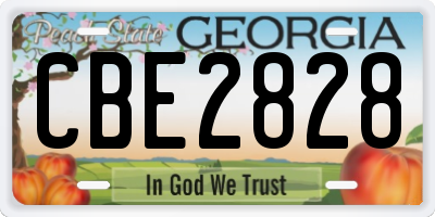 GA license plate CBE2828
