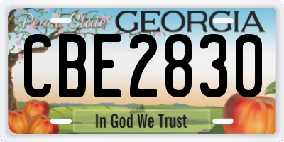 GA license plate CBE2830