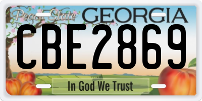 GA license plate CBE2869