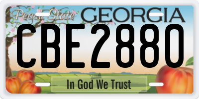 GA license plate CBE2880