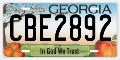 GA license plate CBE2892
