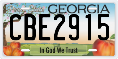GA license plate CBE2915