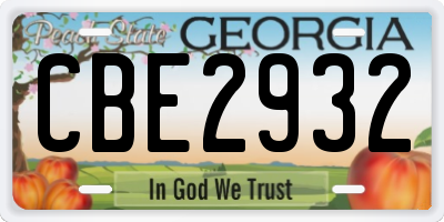 GA license plate CBE2932