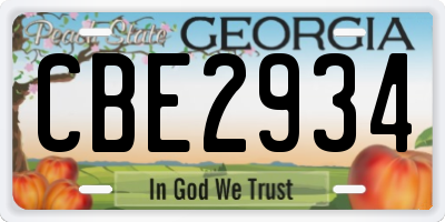 GA license plate CBE2934