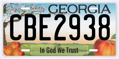 GA license plate CBE2938