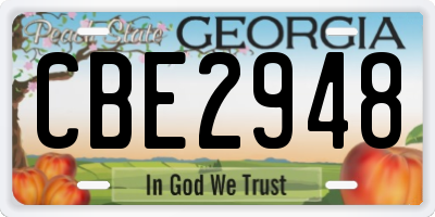 GA license plate CBE2948
