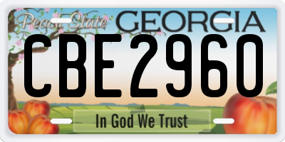 GA license plate CBE2960