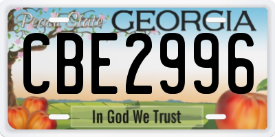 GA license plate CBE2996
