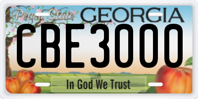 GA license plate CBE3000