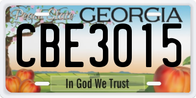 GA license plate CBE3015