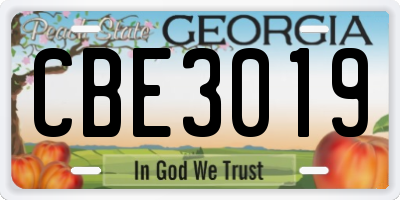 GA license plate CBE3019