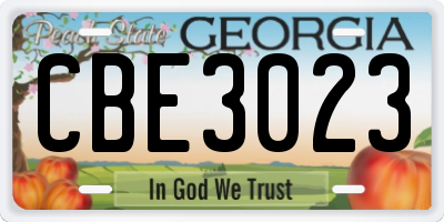 GA license plate CBE3023