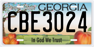 GA license plate CBE3024